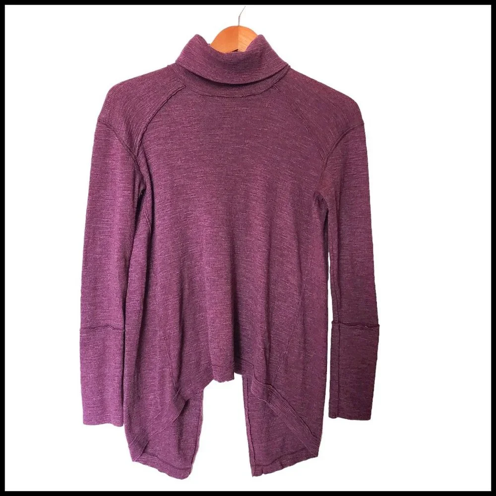 Free People Hi-Low‎ Split Back Turtleneck XS  Long Sleeve Magenta XS